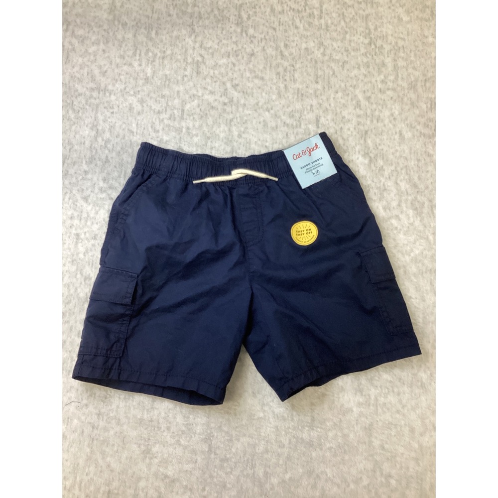 Cat & Jack Boys Navy Blue Cargo Shorts Elastic Waist Drawstring Size M 8 NWT